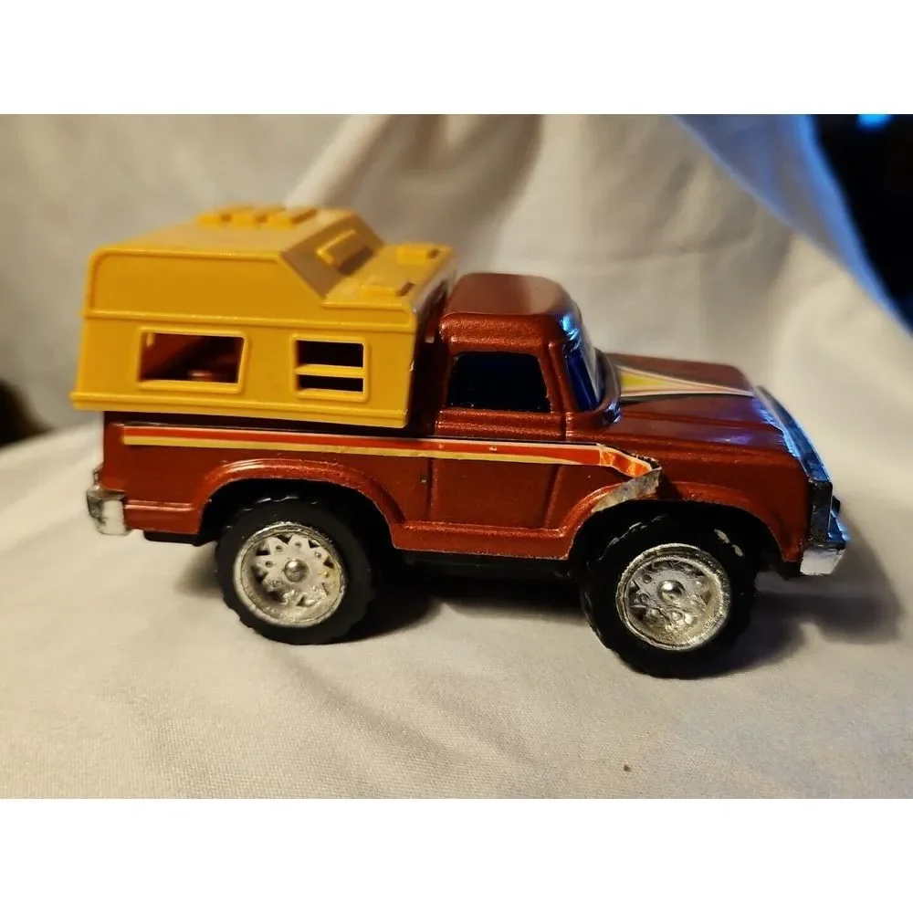 Vintage Arco Ford Truck w/ Camper Shell Friction Toy Pull-Back WORKS‎